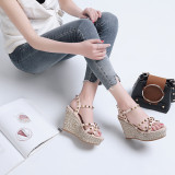 Arden Furtado summer buckle strap rivets genuine leather platform wedges high heels 10cm casual sandals shoes for woman new
