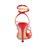 Arden Furtado 2018 summer high heels 9cm top quality genuine leather red party shoes platform ankle strap sandals shoes ladies
