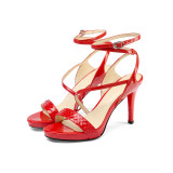 Arden Furtado 2018 summer high heels 9cm top quality genuine leather red party shoes platform ankle strap sandals shoes ladies