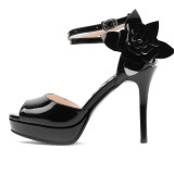 Arden Furtado 2018 summer high heels 10cm stilettos peep toe buckle strap flowers platform sandals shoes for woman small size 33