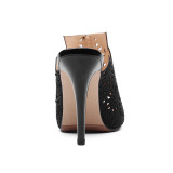 2018 summer high heels 9cm platform peep toe size 33 fretwork evening party shoes mules