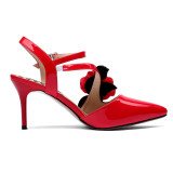 Arden Furtado 2018 summer new high heels 8cm sexy red nude flowers buckle strap fashion sandals shoes for woman wedding shoes