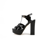 Arden Furtado  summer high heels 12cm platform peep toe chunky heels pink fashion casual sandals shoes for woman T-strap