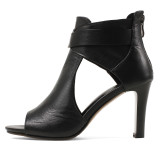 Arden Furtado 2018 summer high heels 9cm peep toe genuine leather zipper fashion gladiator white sandals shoes for woman ladies