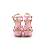 Arden Furtado  summer high heels 12cm platform peep toe chunky heels pink fashion casual sandals shoes for woman T-strap