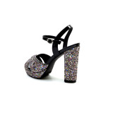 Arden Furtado 2019 summer high heels 11cm platform bling bling peep toes buckle strap chunky heels party shoes ladies sandals