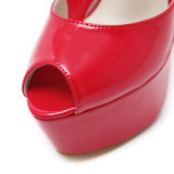 peep toe fashion platform high heels 16cm night club stilettos red black sandals woman ladies
