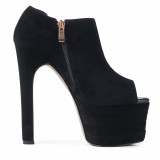 Arden Furtado spring summer extreme high heels 16cm genuine leather peep toe platform zipper pumps night club shoes ladies