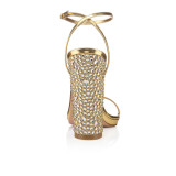 summer high heels 11cm chunky heels crystal rhinestone fashion sandals shoes for woman big size ankle strap gold heels