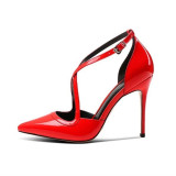 Arden Furtado summer high heels 11cm stilettos buckle strap pointed toe sexy red fashion sandals ladies red party shoes