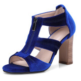Arden Furtado 2018 summer high heels 8cm velvet blue burgundy casual sandals shoes for woman big size 40-43