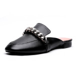 Arden Furtado 2018 summer slip on mules fashion genuine leather casual slippers chains slides small size 33 big size 40 41 women