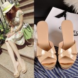 Arden Furtado 2018 summer new style genuine leather fashion high heels platform 12cm wedges nude slippers slides shoes for woman
