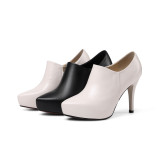 2018 spring autumn zipper platform round toe genuine leather fashion pumps high heels 10cm