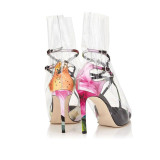 Arden Furtado summer high heels 10cm ankle boots fashion shoes woman slip on clear pvc sandals boots stilettos heels