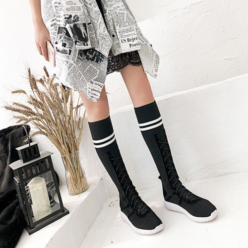 Us 58 2018 Autumn Winter Knitting Flat Platform Knee High Boots