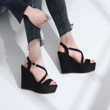 Arden Furtado summer 2019 fashion trend women's shoes pure color waterproof concise sandals mature narrow band  sexy elegant