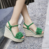 Arden Furtado summer 2019 fashion trend women's shoes wedges waterproof buckle sandals concise mature office lady party shoes