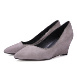 Arden Furtado summer 2019 fashion trend women's shoes pointed toe pure color wedges slip-on pumps classics concise small size 33 big size 42