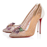  spring summer high heels 12cm stilettos clear mesh flowers wedding shoes big size mesh pumps