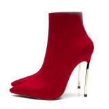 spring autumn zipper ankle boots stilettos high heels 12cm royalblue red boots pointed toe sexy party shoes