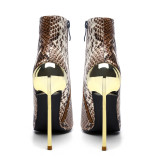 spring autumn zipper ankle boots stilettos high heels 12cm leopard print ankle boots large size 