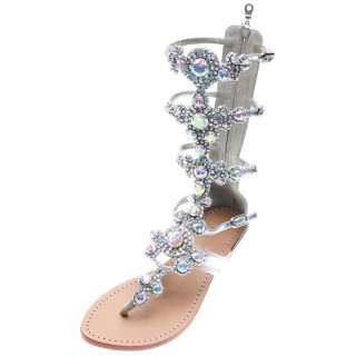 2018 summer flat fashion diamond sandals summer boots crystal rhinestone sexy big size ladies shoes gladiator