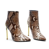 spring autumn zipper ankle boots stilettos high heels 12cm leopard print ankle boots large size 