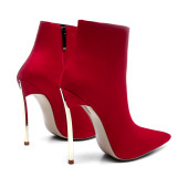 spring autumn zipper ankle boots stilettos high heels 12cm royalblue red boots pointed toe sexy party shoes