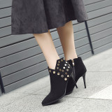 2018 autumn fashion ankle boots shoes for woman stilettos heels 8cm rivet yellow brown pointed toe boots