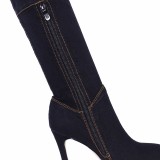 blue black jeans over the knee boots stilettos high heels 9cm fashion shoes woman