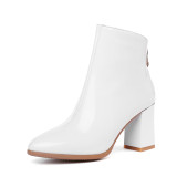 spring autumn winter ankle boots chunky heels larger size big size white booties small size 31 32