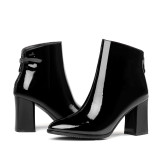 spring autumn winter ankle boots chunky heels larger size big size white booties small size 31 32