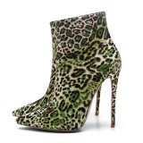 spring autumn winter ankle boots green leopard boots large size 45