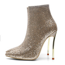 spring autumn winter ankle boots gold heels boots glitter women's shoes stilettos heels boots