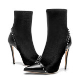 spring autumn ankle boots stilettos heels boots rivets boots