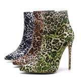 spring autumn winter ankle boots green leopard boots large size 45