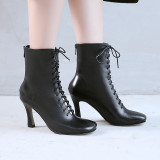 Women's Shoes genuine  leather Spring  and fall  ankle boots square  Toe