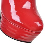 2018 spring autumn zipper red ankle boots round toe platform gold white stilettos small size 32 33
