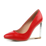 Women's Shoes Leatherette Spring Summer hoof heels pumps Translucent Heel  Crystal Heel