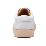 spring and autumn genuine leather white casual shoes woman flats platform loafers for students