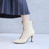 Women's Shoes genuine  leather Spring  and fall  ankle boots square  Toe