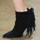 2018 autumn winter zipper fashion black suede brown ankle boots Fringes pointed toe big size boots