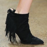 2018 autumn winter zipper fashion black suede brown ankle boots Fringes pointed toe big size boots