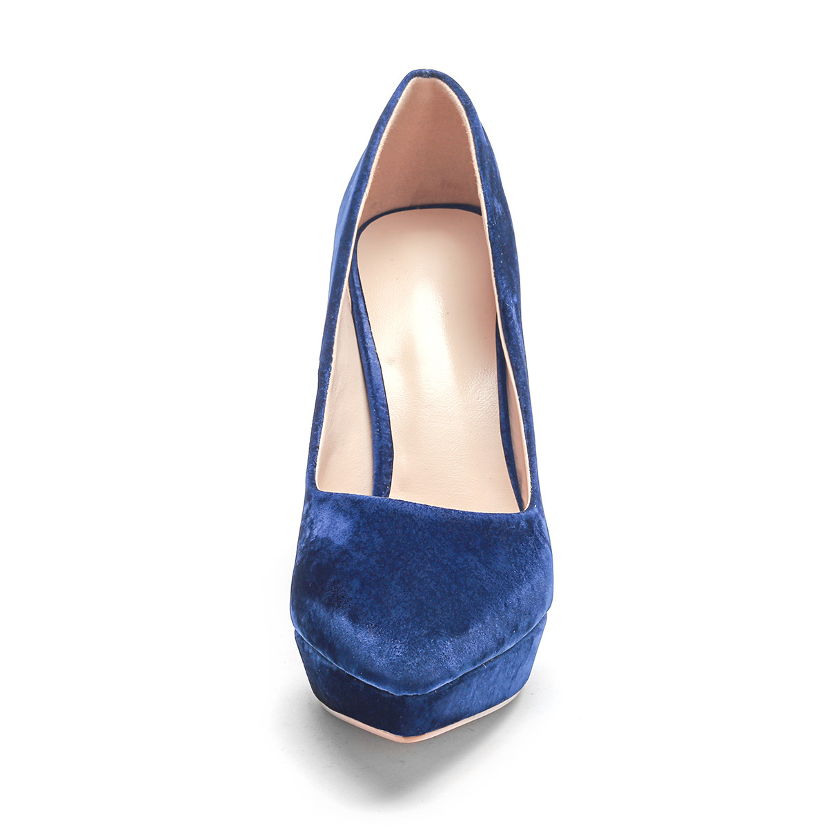 blue velvet high heel shoes