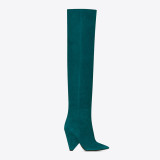 winter fashion knee high boots Cone Heels 10cm plicated high heels spike heels woman boots brown green black