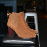 spring autumn genuine leather brown green suede slip on chunky heels ankle boots high heels 9cm shoes size 33 40