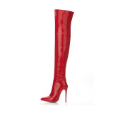 2018 winter autumn over the knee boots stilettos pointed toe big size 42 43 sexy party shoes ladies  red white boots woman