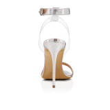 summer stilettos heels fashion ladies pvc clear ankle strap sandals gold evening party shoes high heels 12cm big size