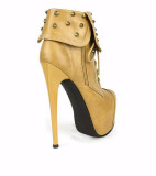 2018 spring autumn platform sexy high heels 16cm stilettos round toe rivets flanging ankle boots big size
